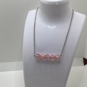 Rose Crackle Beaded Bar Necklace
